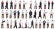 © ASDF - collage of a man in full growth displaying many professions and position