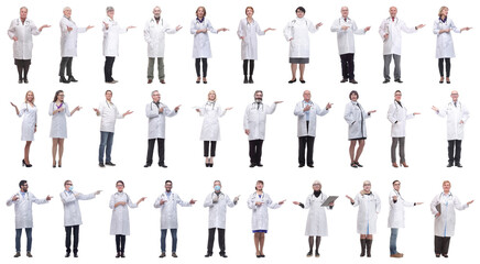 Wall Mural - group of doctors in full length isolated on white