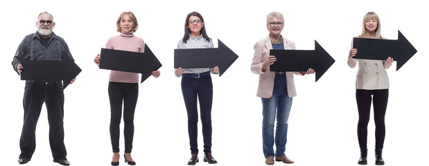 Wall Mural - group of successful business people with black arrow