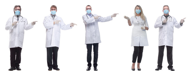 Wall Mural - group of doctors in mask isolated on white