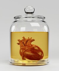 Wall Mural - Realistic 3D Render of Human Heart in Jar