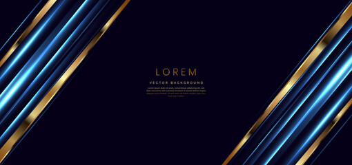 Wall Mural - abstract luxury dark background with golden light blue diagonal gold lines. template premium award d