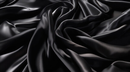 This smooth silk satin drapery design showcases a luxurious and elegant texture, perfect for a sophisticated backdrop in fashion or decor. Soft wavy satiny clothing. Elegant velvet. Generative AI.