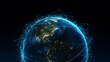 © Ameer - night earth global virtual internet world connection of metaverse technology network digital communication and worldwide networking on connect 3d background, earth globe with space