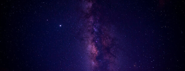 Wall Mural - panorama milky way star on dark night.deep sky on universe. with noise and grain.starry night sky, m