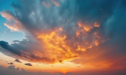 Wall Mural - Colorful cloudy sky at sunset. Gradient color. Sky texture, abstract nature background