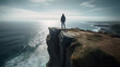 © Stockerl - Person Standing on the Edge: A Thrilling Cliffside Adventure, generative AI