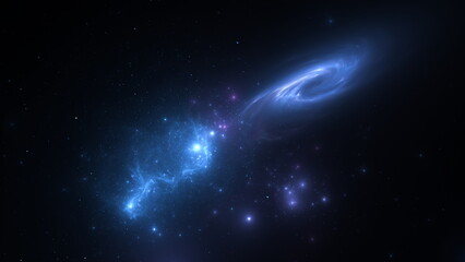Wall Mural - galaxies nebulae and stars in the universe. creation of new worlds. space background, cosmos. 3d ren
