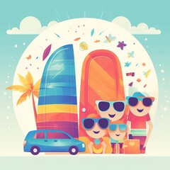 Vacation suitcase seaside sunny ai generated high quality illustration