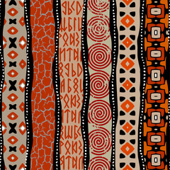 Poster - Vector red ethnic tribal pattern. Seamless art image.
