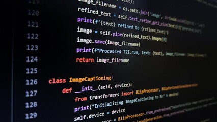 Wall Mural - scrolling binary program code on black background