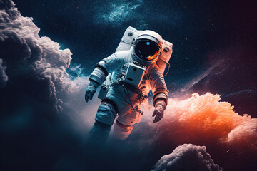Wall Mural - Space suits isolated on space background.  Ai generated.