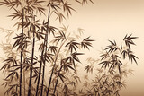 Fototapeta Fototapety do sypialni na Twoją ścianę - Bamboo forest set. Vintage bamboo background. Nature. Japan. China. Plant. Green tree with leaves. AI generated