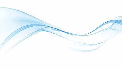Abstract blue transparent wave flow, wavy blue lines.