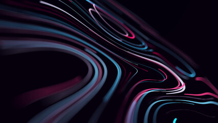 Wall Mural - abstract digital background from rounded colored lines. information flow space. big data visualizati