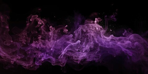 Wall Mural - Colorful abstract smoke explosion on dark background. Steam and fog in colorful fantasy purple texture design. 