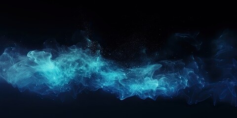 Wall Mural - Colorful abstract smoke explosion on dark background. Steam and fog in colorful fantasy teal blue texture design. 
