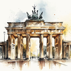 Germany Berlin monument watercolor paint