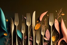Modern Cutlery Dinning Set Banner Add A Touch Of Luxury Generative Ai