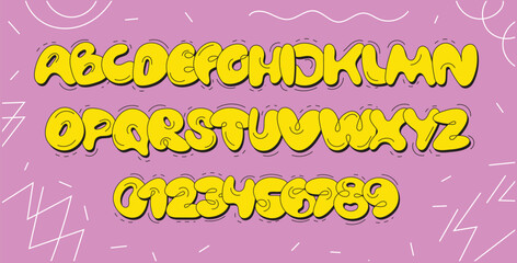 Wall Mural - Bubble font. Inflated shape alphabet set. Graffiti style. Y2K trendy style. Upper case.