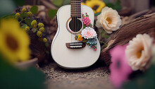 White Guitar And Flowers, Spring Music