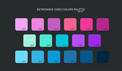 Vector Color Guide Palette. Retrowave Swatches Catalog in RGB HEX