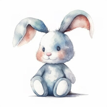  Stuffed Doll Bunny Watercolor Paint
