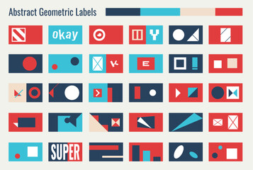 Wall Mural - abstract retro labels in flat geometric style. y2k elements, shapes, stickers, design elements, grap
