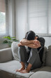 © mojo_cp - Mental health problem, Sad asian Male anxiety depressed lonely in his home..