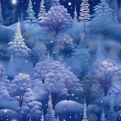 Seamless background of a winter wonderland. AI generated