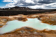 Islandia, wulkan, siarka, jezioro, krajobraz, góry, skały, woda, chmurki, niebo, ziemia, minerały