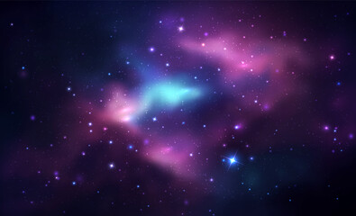 space vector background with realistic nebula and shining stars. magic colorful galaxy with stardust