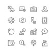 © PaleStudio - Set of info and help desk realted icons, privacy policy, manual, rule, instruction, inform, guide, reading, info center and linear variety vectors.