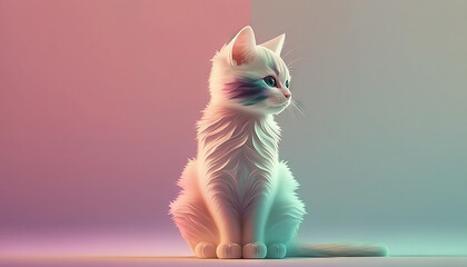 Wall Mural - Cat abstract wallpaper. Soft background with kitten in Pastel colors generative ai