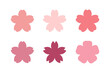 Sakura flower design element. Set of 6 geometric shape for label. Modern linear design emblem. Modern abstract linear compositions and graphic design elements.