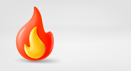 Fototapete - Hot red flame. 3d vector banner with copy space