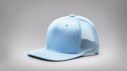 Wall Mural - Blue baseball cap on a grey background. Mock up design.