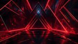 Fototapeta Do przedpokoju - abstract geometric neon red background ,generative ai