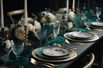 Elegant Wedding Table Floral Decoration - A Perfect Setting for Your Big Day - Generative AI