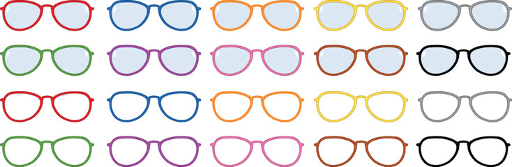 Wall Mural - Colorful Eyeglasses / Glasses Frames Clipart Set
