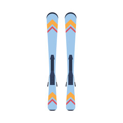 Pair of blue skis top view flat style, vector illustration