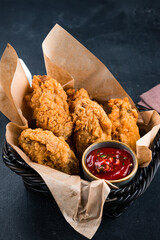 Wall Mural - Fried crispy chicken nuggets with ketchup.