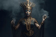 Egyptian goddess on black background. Neural network AI generated
