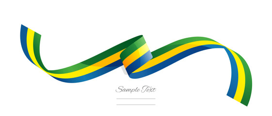Wall Mural - Gabonese flag ribbon vector illustration. Gabon flag ribbon on abstract isolated on white color background