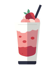 Canvas Print - Fresh strawberry milkshake, a sweet summer treat Generative AI