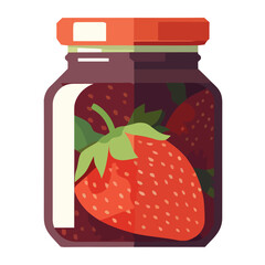 Wall Mural - Juicy berry preserves in organic glass jar Generative AI