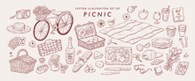 Vector Illustration Set Of Picnic.Hand Drawn Sketches.