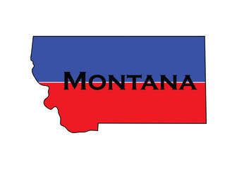 Wall Mural - Politically split state of Montana with half red and blue. 