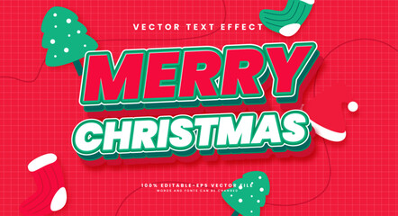 Wall Mural - Merry christmas editable text style effect. Vector text effect.