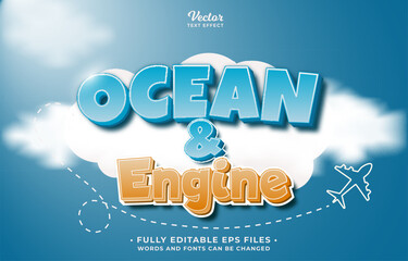Wall Mural - ocean and engine travelling text effect editable eps cc